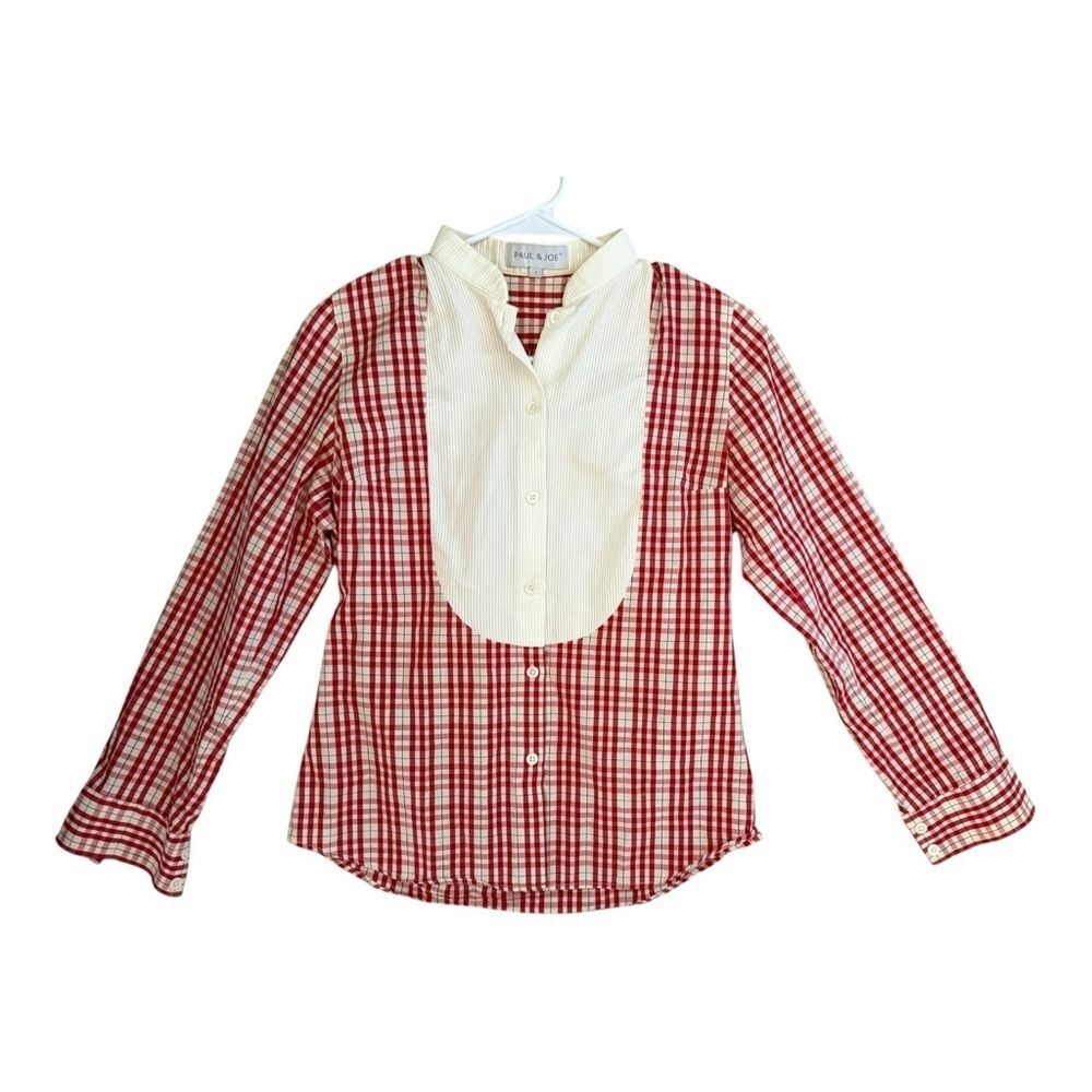 Paul & Joe Victorian Western Red Checkered Blouse Button Down Size 1 (XS) Cotton
